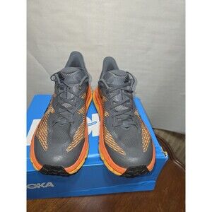 HOKA Mafate Speed 4 Trail Running Shoes Men's 10 Gray Orange Vibram 1129930 CKBC